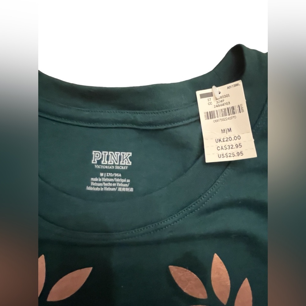 NWT- PINK Green and Rose Gold Short Sleeve Tee in Size Medium - Picture 2 of 6